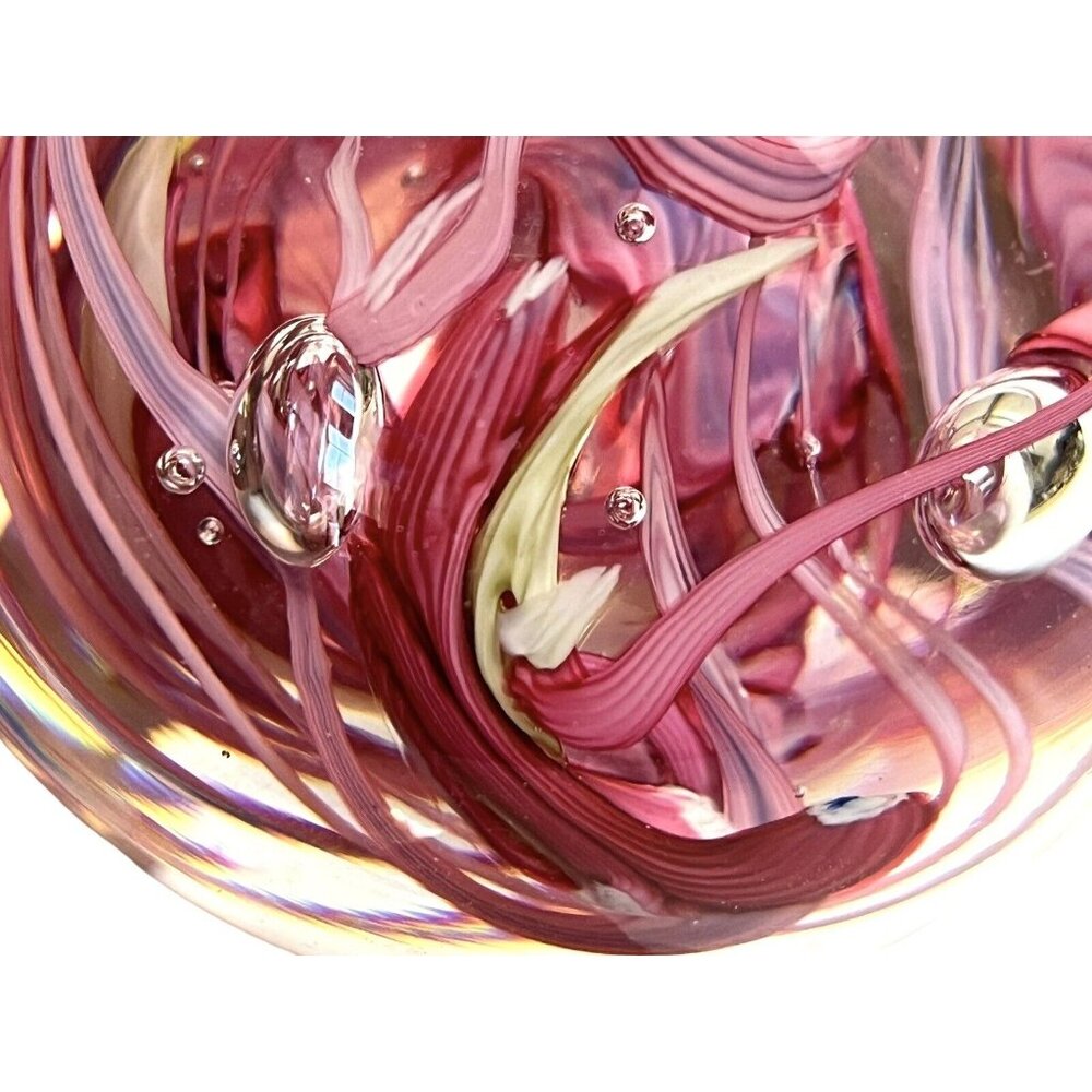 Whitefriars 9850? Pink‎ Yellow White Art Glass Abstract Paperweight Has Sticker! - Picture 7 of 9